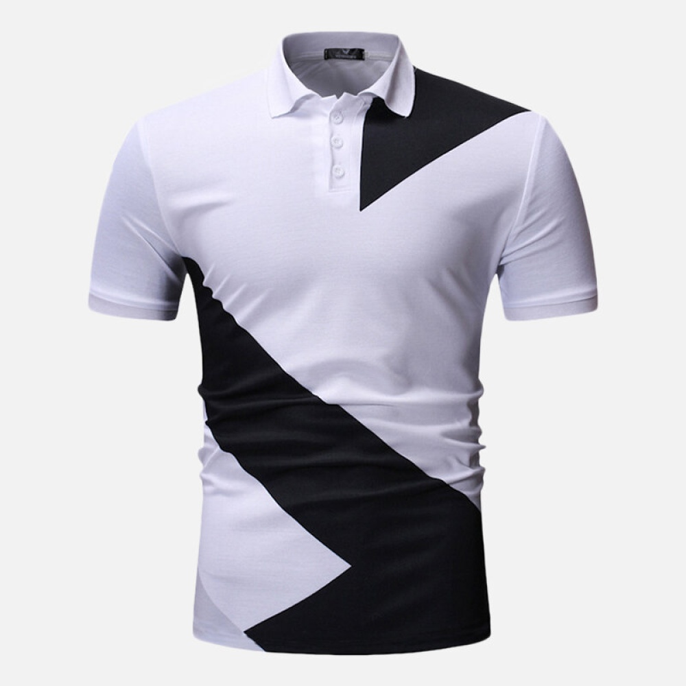 Men Regular Color Block Muscle Fit Golf Shirt - S White