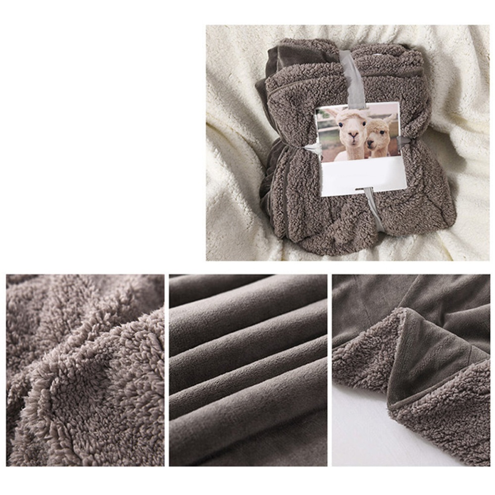 Polar Flannel Warm Blanket Berber Fleece Large Thicken Blanket for Sofa Bed Lounge - grey?1*1.2M? - Image 2