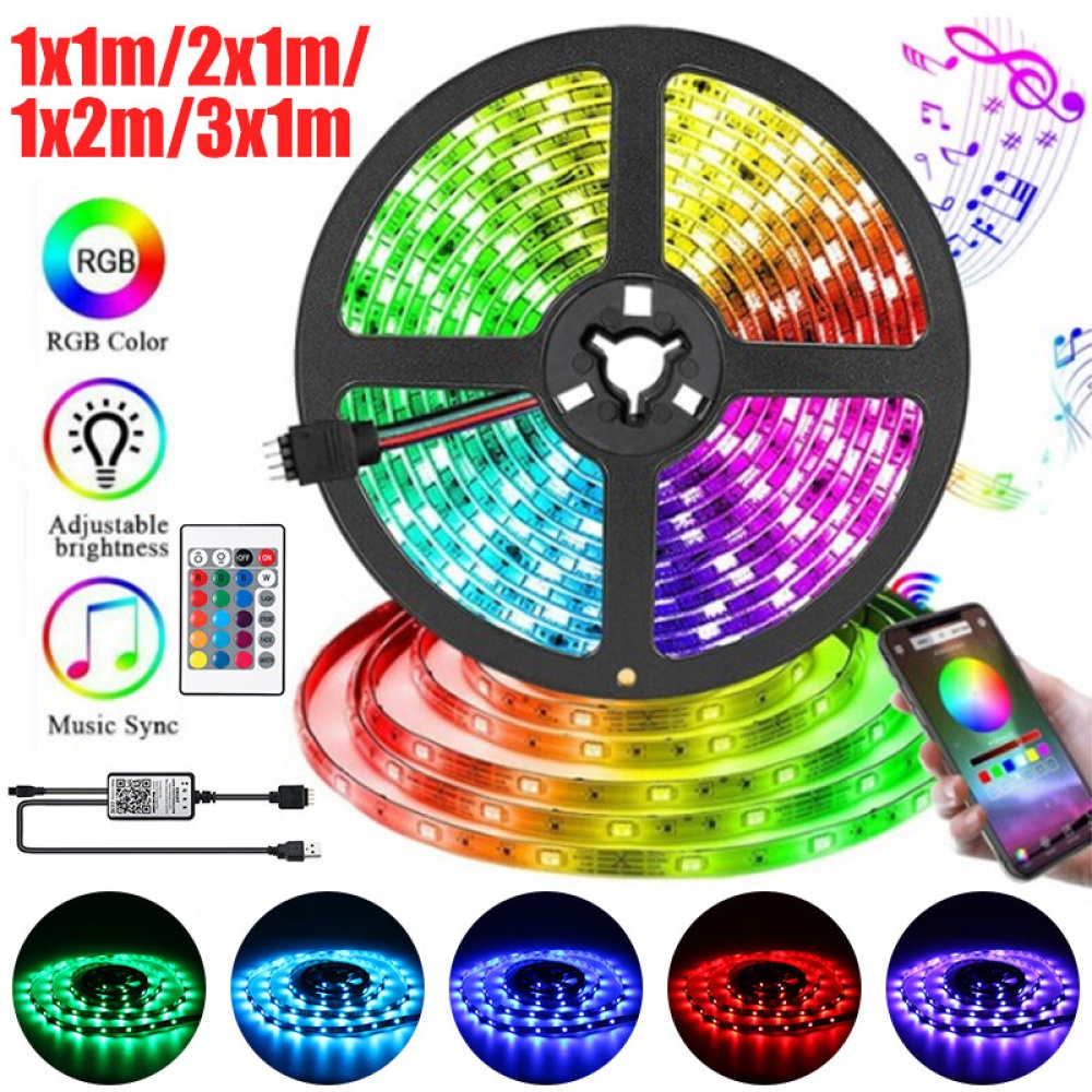 RGB LED Light Strip bluetooth APP+Remote+Voice Control Ceiling 5050 Background - 1M-2pcs - Image 2