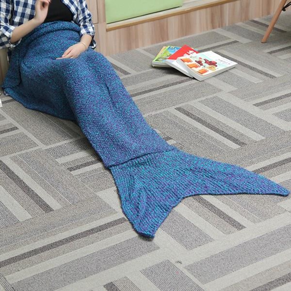 Two Size Thick Needle Yarn Knitting Mermaid Tail Blanket Woman Warm Super Soft Bed Mat - 180x90cm Red - Image 2