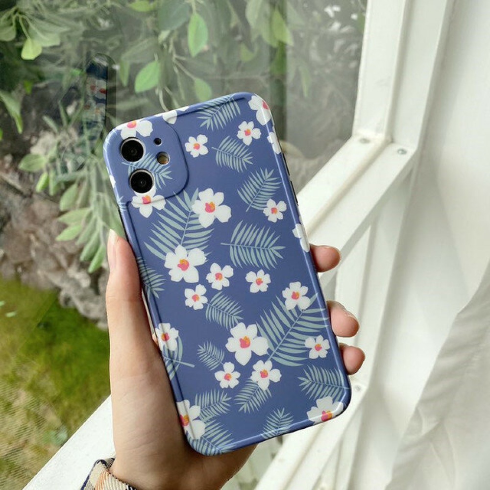 Fashion Ins Flower Pattern Shockproof TPU Protective Case for iPhone 11 / 11 Pro / 11 Pro Max / X / XS / XR / XS Max / 7 / 8 / 7 Plus / 8 Plus - Blue - Image 2