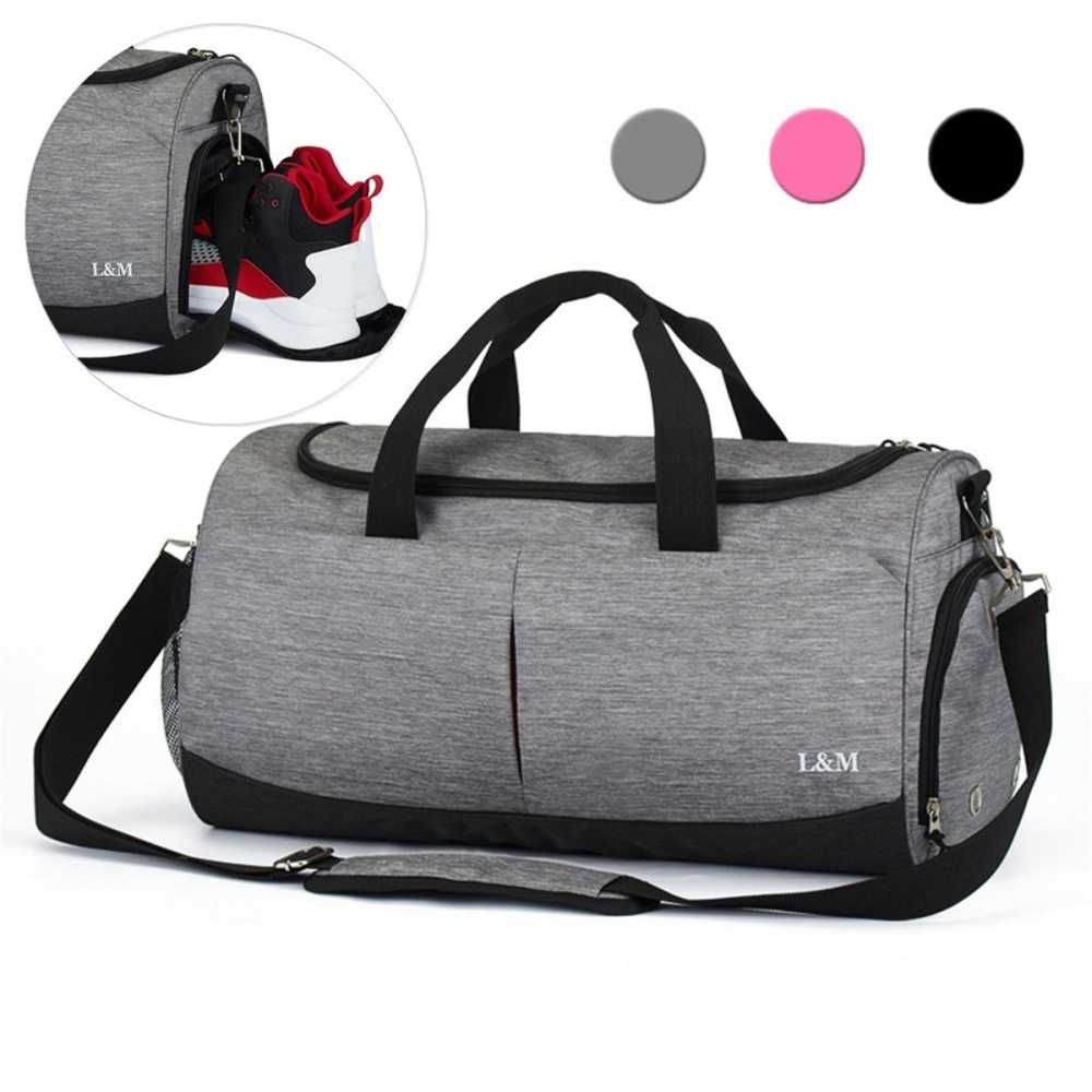 Oxford Wet Dry Separation Shoes Bag Sports Gym Fitness Handbag Yoga Bag Travel Shoulder Bag - Rose