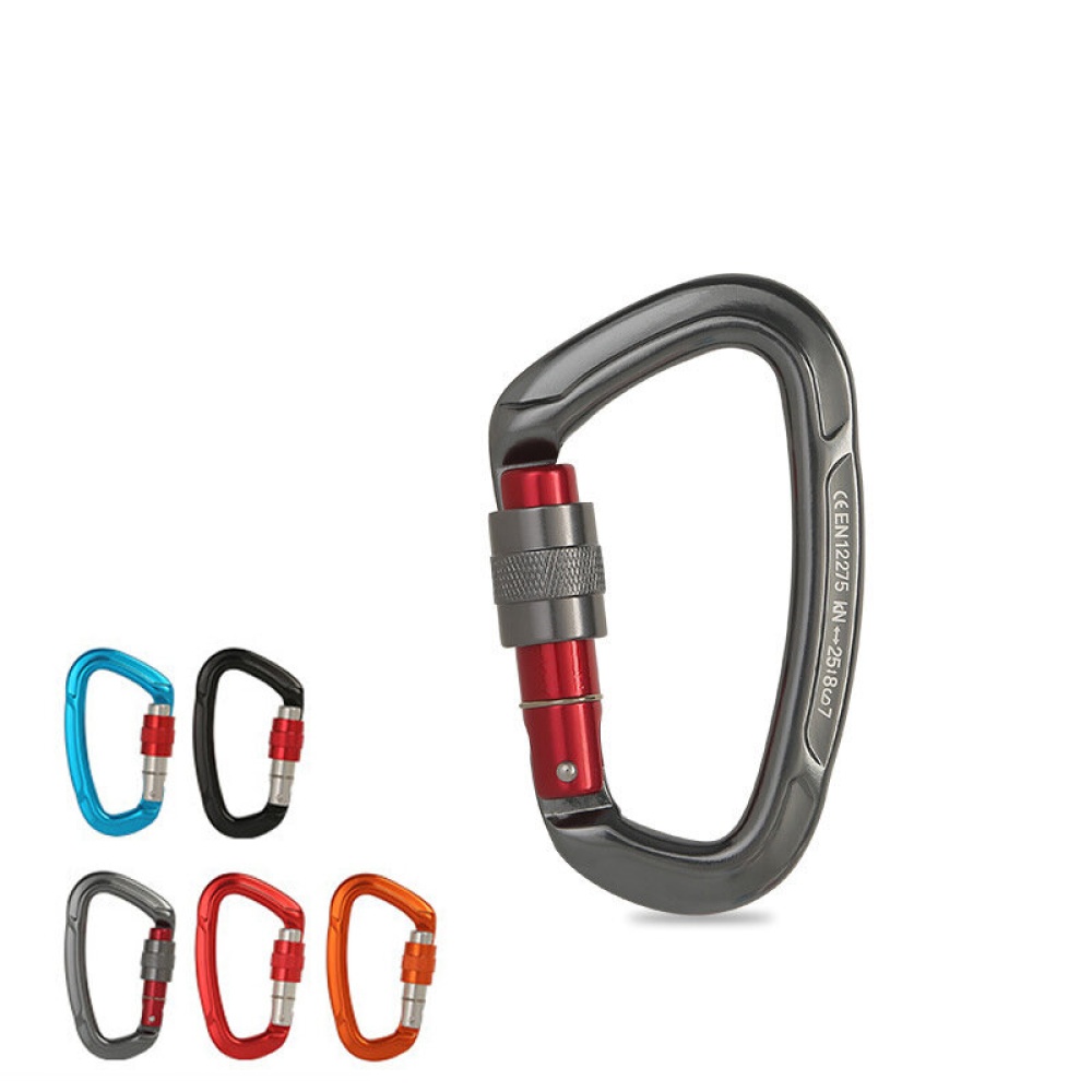 XINDA 25KN Climbing Carabiner Safety Master Screw Lock D Shaped Buckle for Outdoor Hiking Adult/Teenager - Grey - Image 2