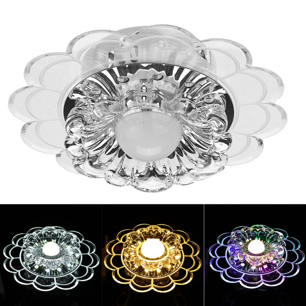 3/5W 7.9'' LED Crystal Ceiling Light Ultra Thin Flush Mount Kitchen Home Fixture - 3W Warm Light - Image 2