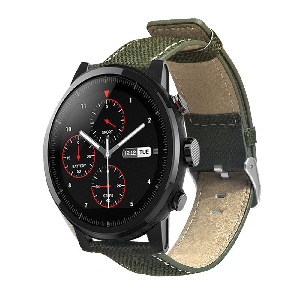 Canvas Leather Watch Band for Amazfit Stratos 2/2S Smart Watch - Gray - Image 2