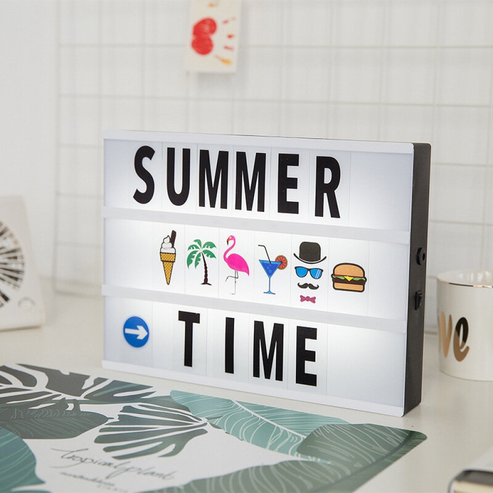 LED Creative Lamp with 96PCS Letter Message Cards DIY Combination A4 Light Box Photo Props Pendant Home Room Decor Night Table Desk Lamp USB/Battery - Image 2