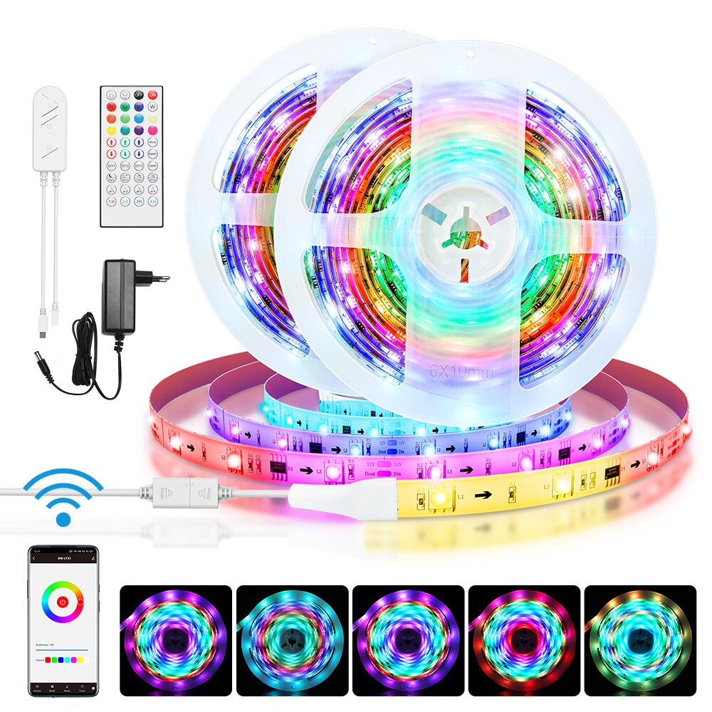 BlitzWolf® BW-LT31 5M/10M Built-in IC Smart Wi-Fi RGB Magic LED Strip Light+40Keys IR Remote Control Work with Alexa Google Assistant  Decorations Cl