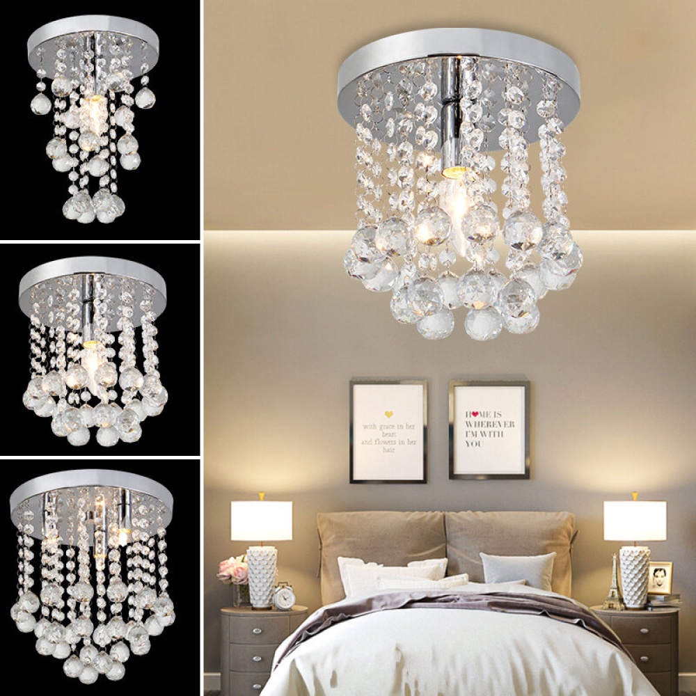 220V Crystal LED Ceiling Light Crystal Chandelier Modern Flush Mount Light Fixture - S - Image 2