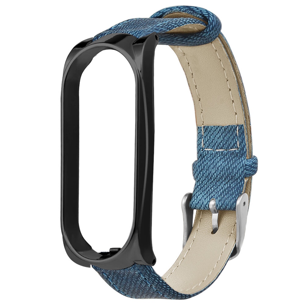 Denim Leather Watch Band Watch Strap Replacement for Xiaomi Miband 4 Non-original - NO.2 - Image 2