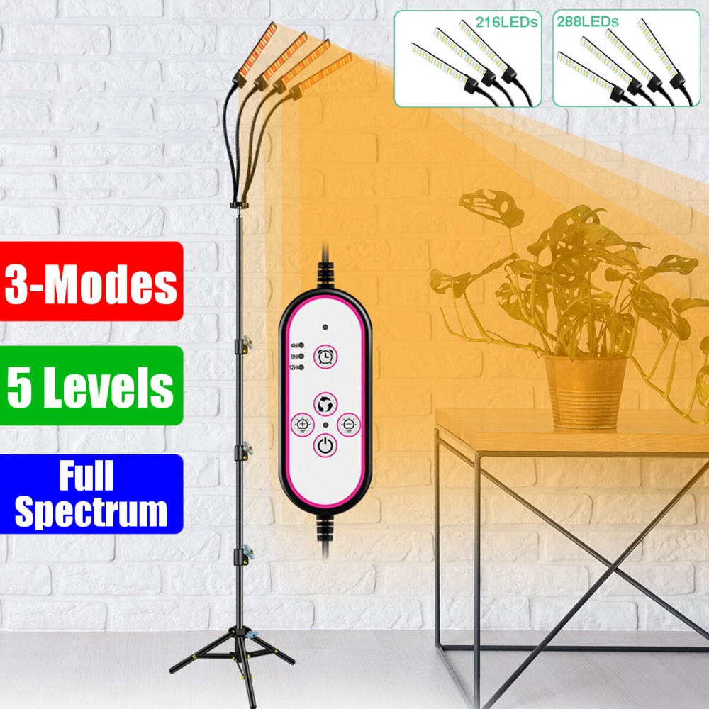 3/4 Heads USB Plant Grow Light Strip Hydroponic with Adjustable Tripod - UK Plug 3 Heads - Image 2