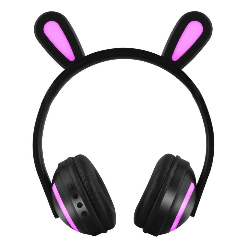 Wireless bluetooth 5.0 Headphone LED Colorful Car Ears Cute Music Headset Stereo Headphone with Mic - Rabbit - Image 2