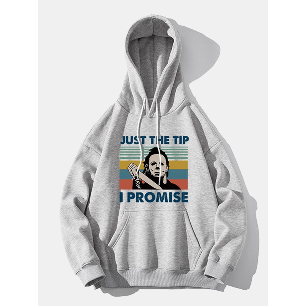 Mens Slogan Figure Pattern Print Loose Casual Pullover Hoodie - Black 3XL