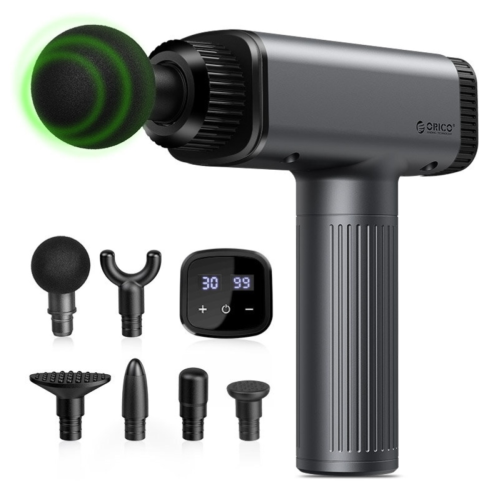 ORICO JX-703 Massage Guns LCD Touch Screen 30-levels 6 Heads Adjustable 12mm Deep Tissue Percussion Muscle Massager Fascia Guns USB Charging Power Di