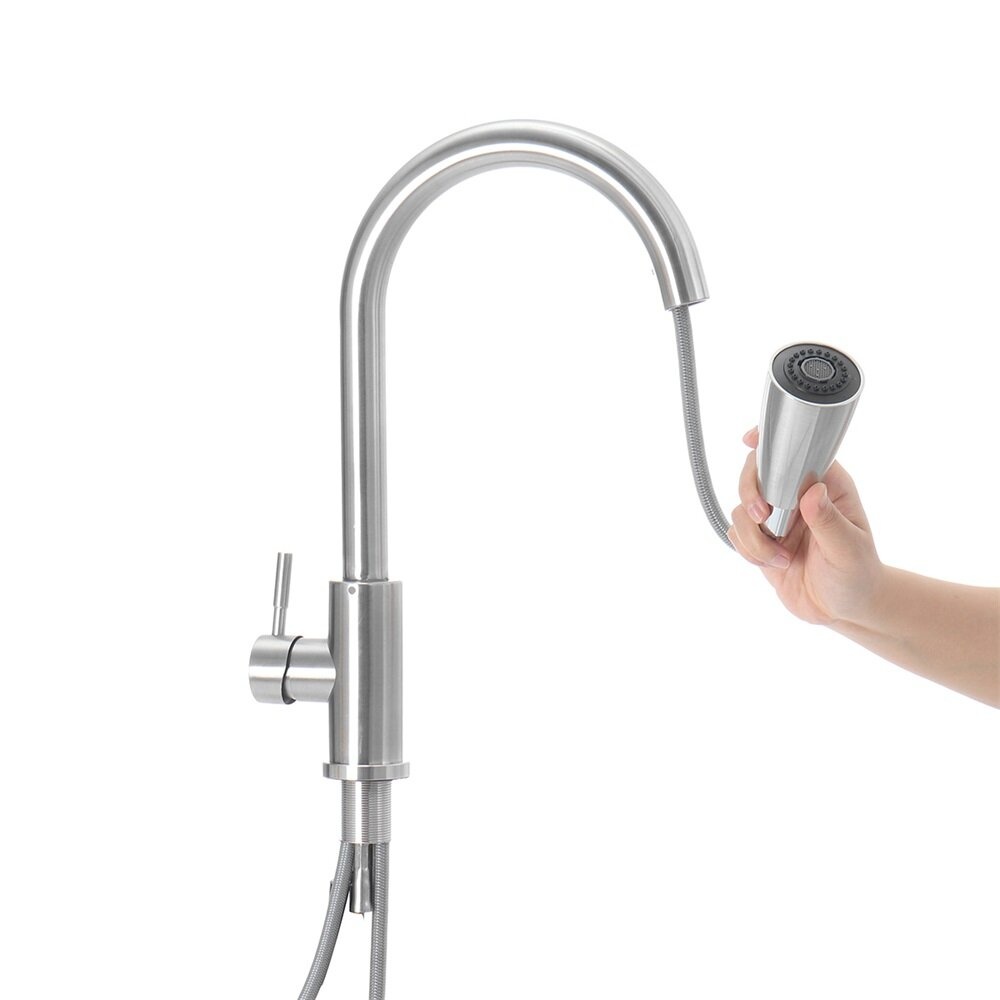 Stainless Steel Hot And Cold Pull Tap Simple Pull Kitchen Sink Faucets - Image 2