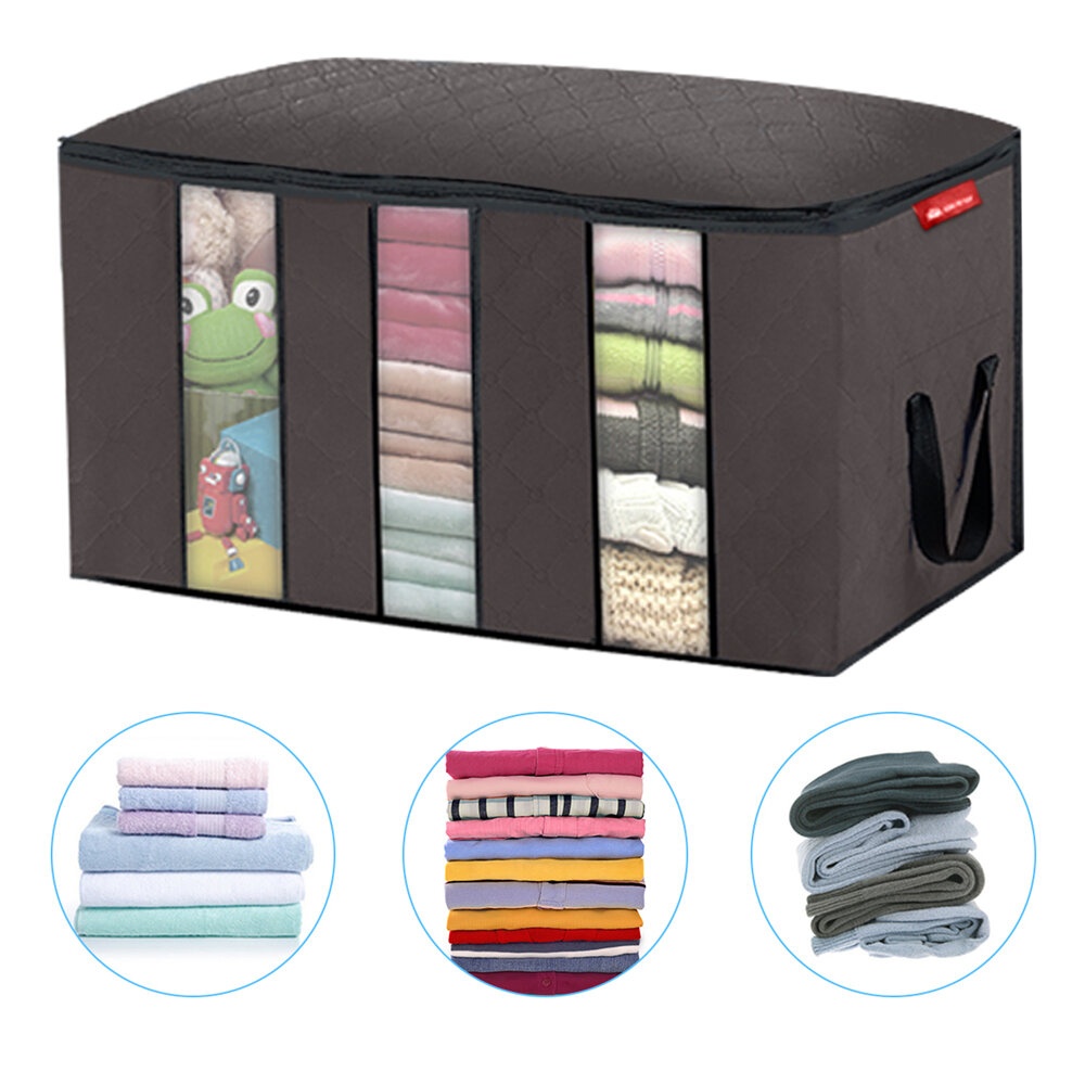 4PCS Non-woven Fabric Clothes Storage Bag Large Capacity Stratified Clothes Storage Bag - Dark Grey - Image 2