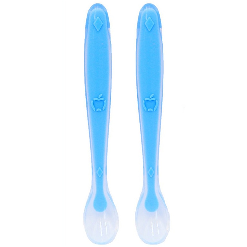 2pcs Silicone Baby Spoon Infant With Travel Case For Self Feeding Training Blue+blue - Image 3