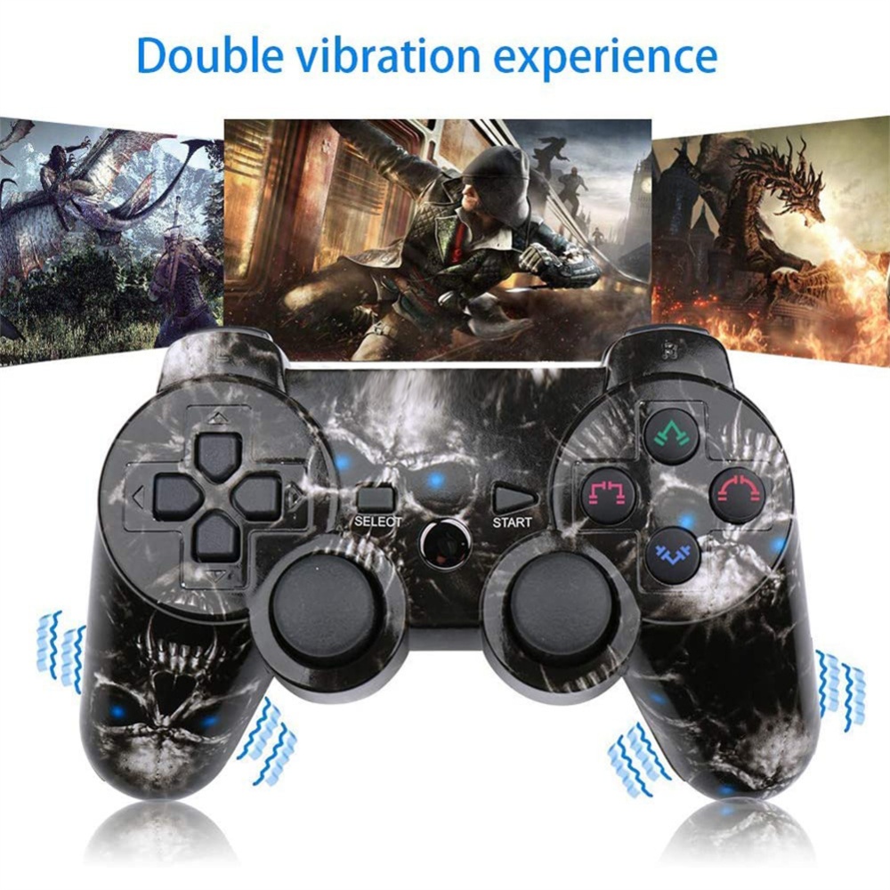 Fast Response No Delay Double Vibration Joypad Wireless Bluetooth-compatible Gamepad With Led Indicator Compatible For Sony Ps3 red starry s - Image 3