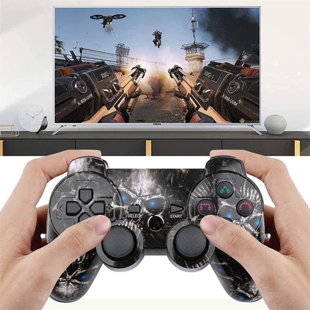 Fast Response No Delay Double Vibration Joypad Wireless Bluetooth-compatible Gamepad With Led Indicator Compatible For Sony Ps3 red starry s - Image 4