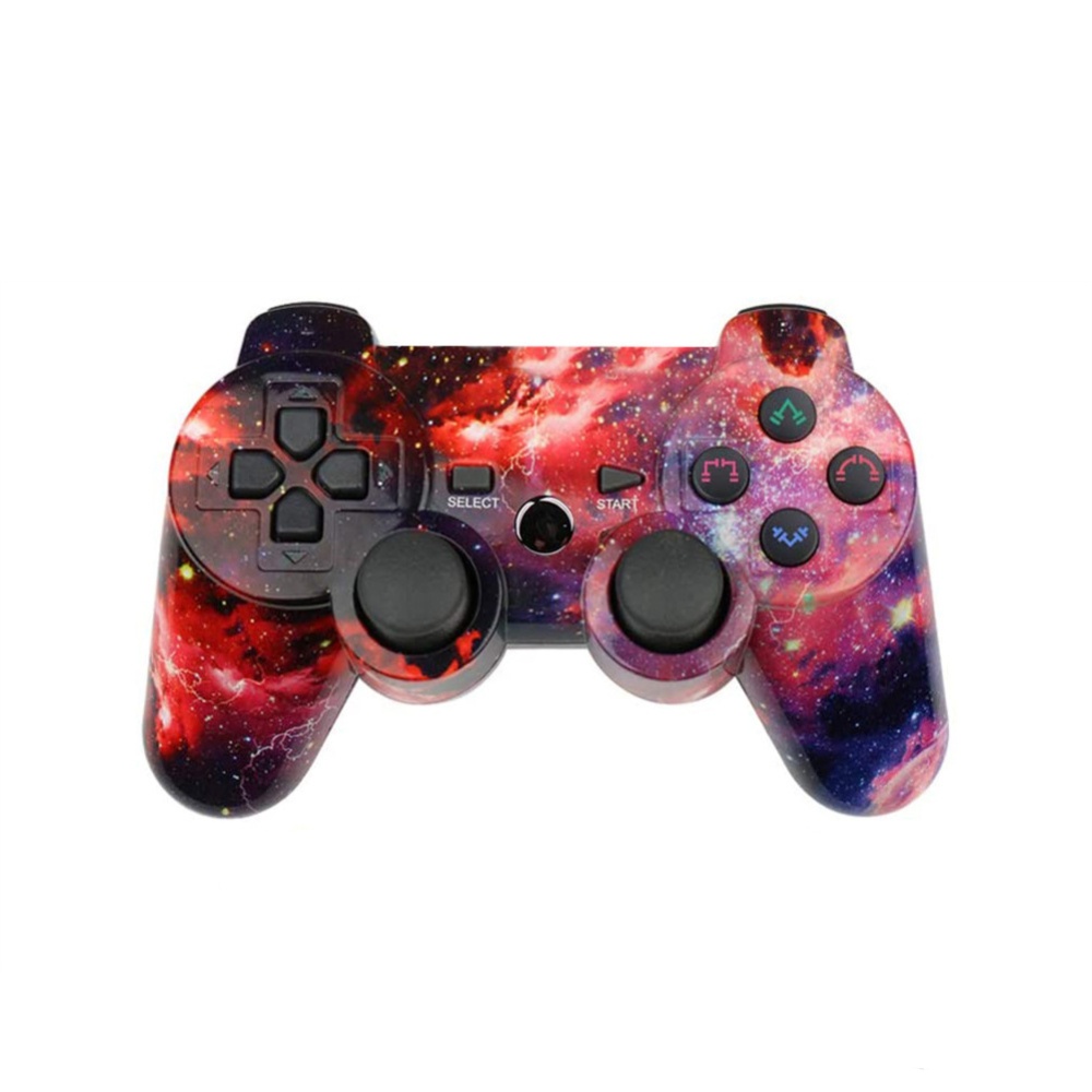 Fast Response No Delay Double Vibration Joypad Wireless Bluetooth-compatible Gamepad With Led Indicator Compatible For Sony Ps3 red starry s - Image 2