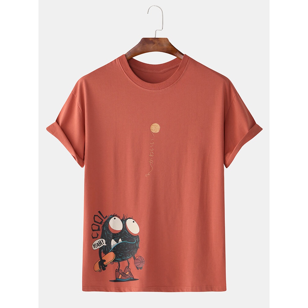 Men Women Cotton Fashion Carton Pattern Crew Neck Short Sleeve Casual TShirts - White L