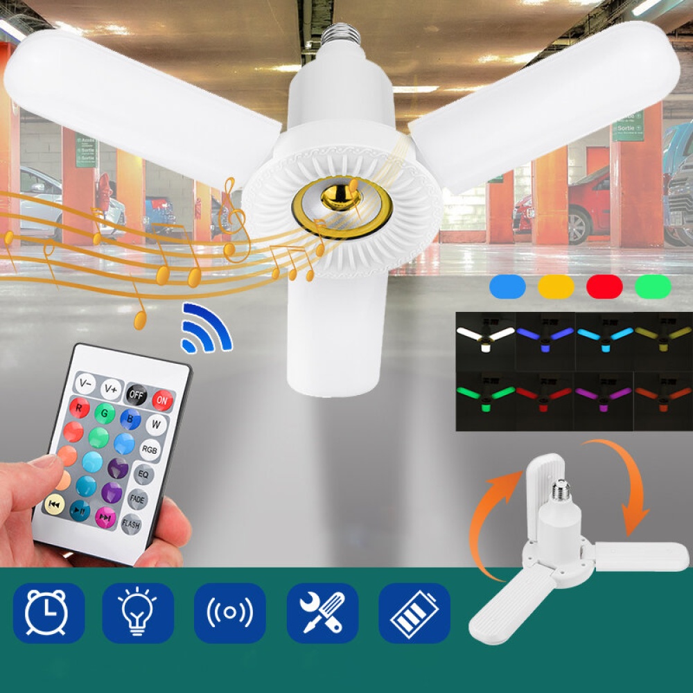 AC85-265V E27 36W LED Light with bluetooth Speaker Remote Control Color Change Lighting Folding Lights - Blue