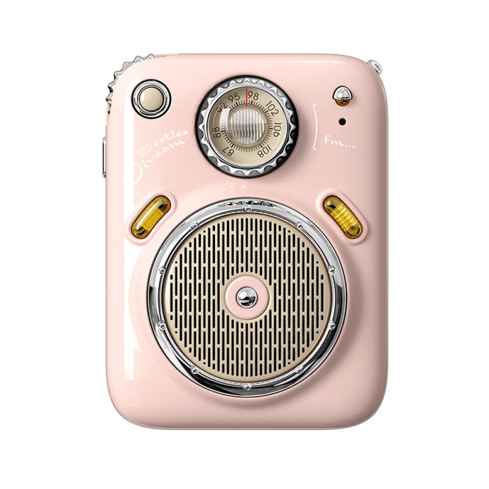 Divoom Retro Mini bluetooth Speaker Audio FM Radio TF Card Girlfriend Birthday Gift Portable Outdoor Waterproof Speaker - Pink - Image 2