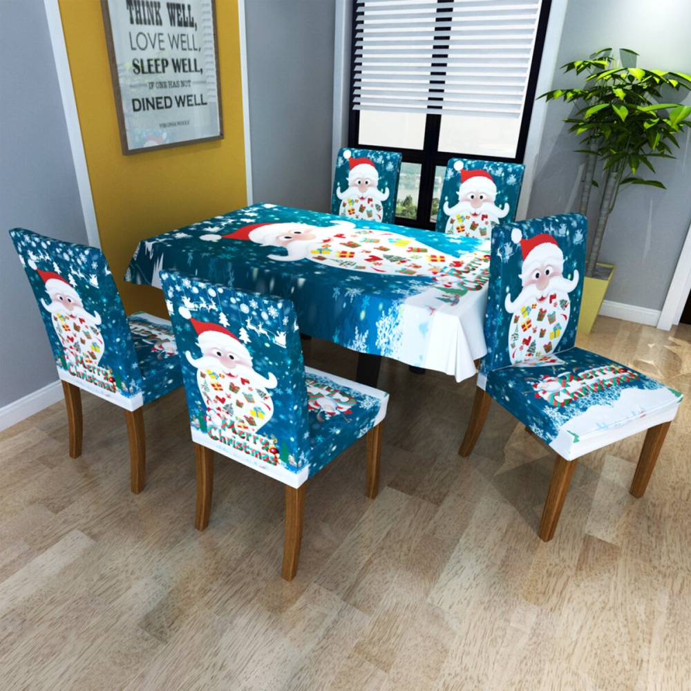 2020  Decor Tablecloth Chair Cover Set for Home Dining Table Merry  Natal Navidad New Year Decoration - Seat Cover - Image 2