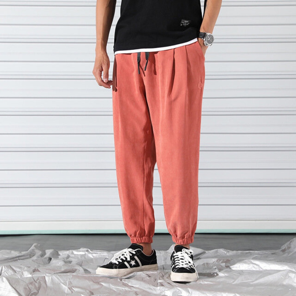 Men's Trousers Trend Season Casual Pants Men Loose Legs Nine Pants Feet Harem Pants Slim Pants - L Black