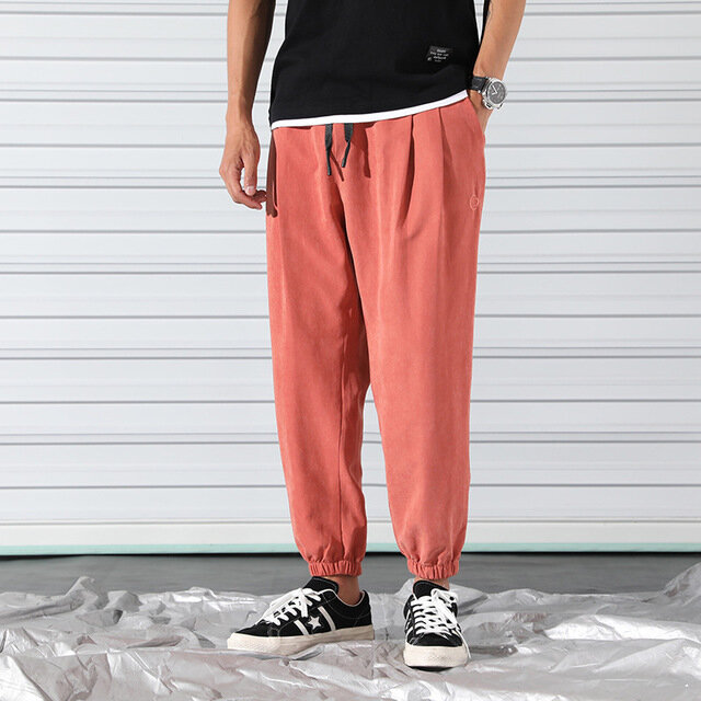 Men's Trousers Trend Season Casual Pants Men Loose Legs Nine Pants Feet Harem Pants Slim Pants - L Black