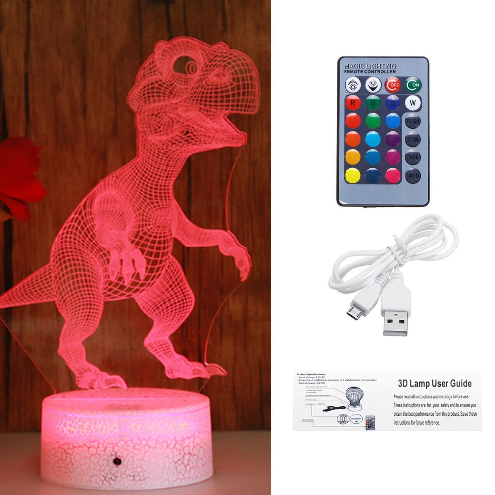 3D Illusion Lamp 16 Colors Dinosaur Toys Night Light with Timer Remote Control Smart Touch for Kid Toy Birthday - Image 2