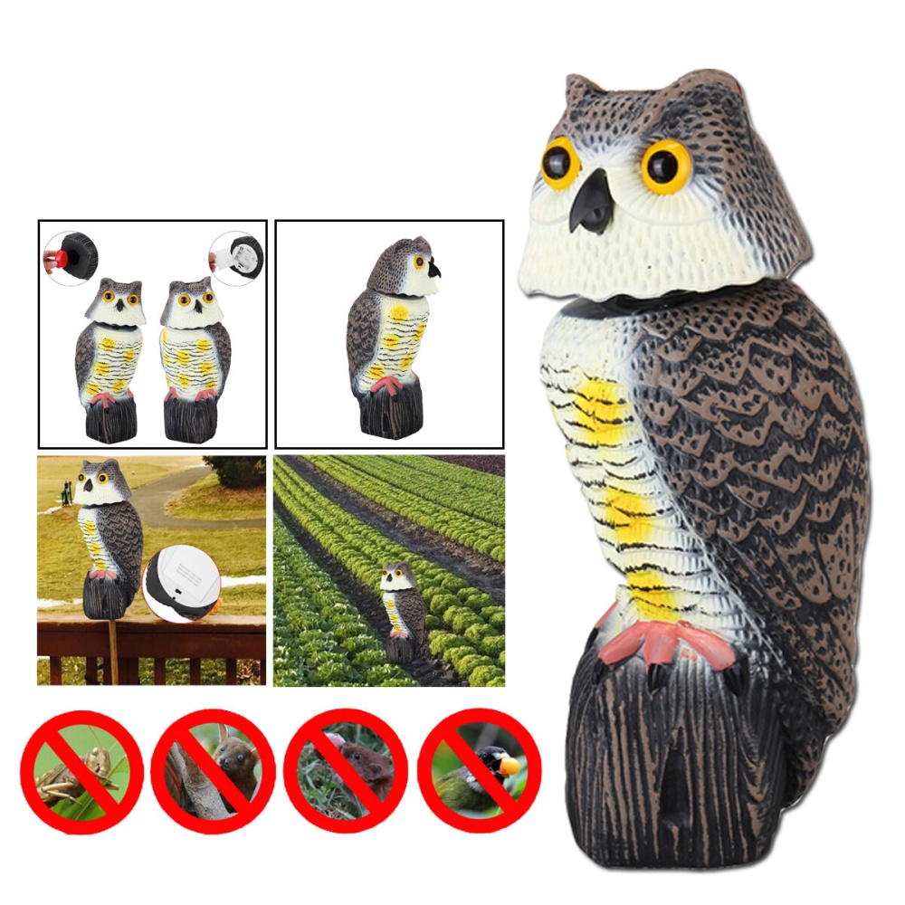 Plastic Simulation Owl Bird Scarer Deterrent Repeller Garden Weed Pest Statue Outdoor Hunting Decoy - A