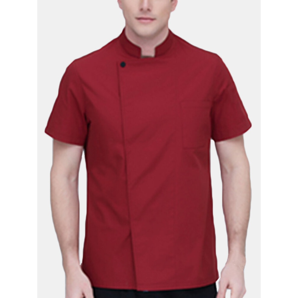 Mens Fashion Solid Color Short Sleeve Casual Shirts - 4XL Black