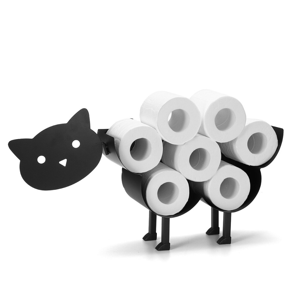 Black Sheep Cat Dog Toilet Roll Holder Bathroom Iron Tissue Roll Storage Stand Toilet Paper Storage Organizer Rack Bathroom Accessories - Type A - Image 2