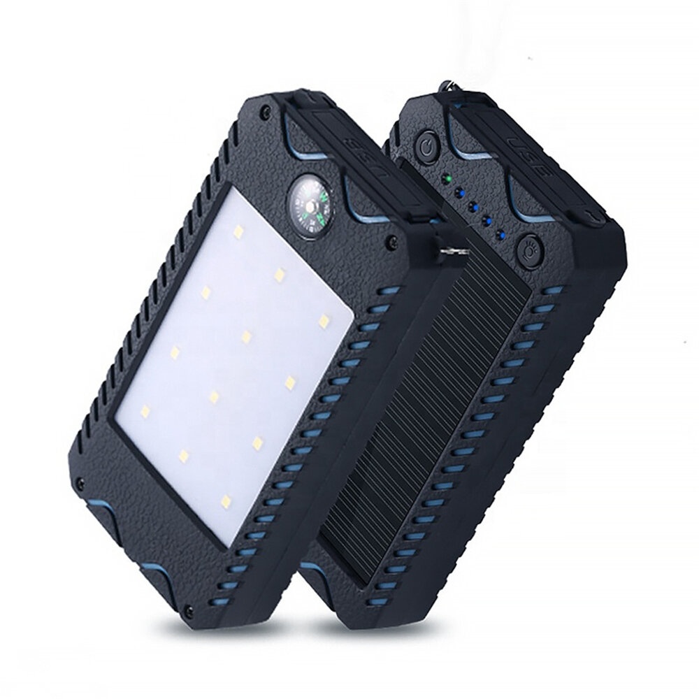 DIY 10000mAh LED Flashlight Portable Solar Fast Charging Power Bank Case For iPhone XS 11Pro Huawei P30 Pro Mate 30 S20 5G - Green - Image 2