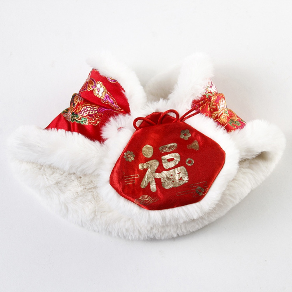 Pet Cat Cloak Apparel Tang Suit Adjustable Size Wear-resistant Chinese New Year Style Blessing Bag Bib A