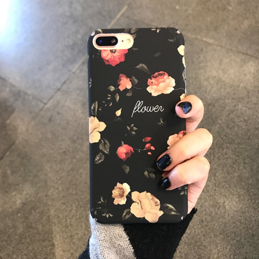 Fashion Flower Pattern TPU Protective Case Back Cover for iPhone X / 6S / 6S Plus / 7 / 8 / 7 Plus / 8 Plus - Black iPhone XR - Image 2