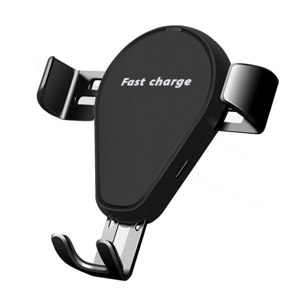 2 in 1 10W Qi Wireless Fast Charging Gravity Auto Lock Car Phone Holder Stand for iPhone 11 Xiaomi - Black - Image 2