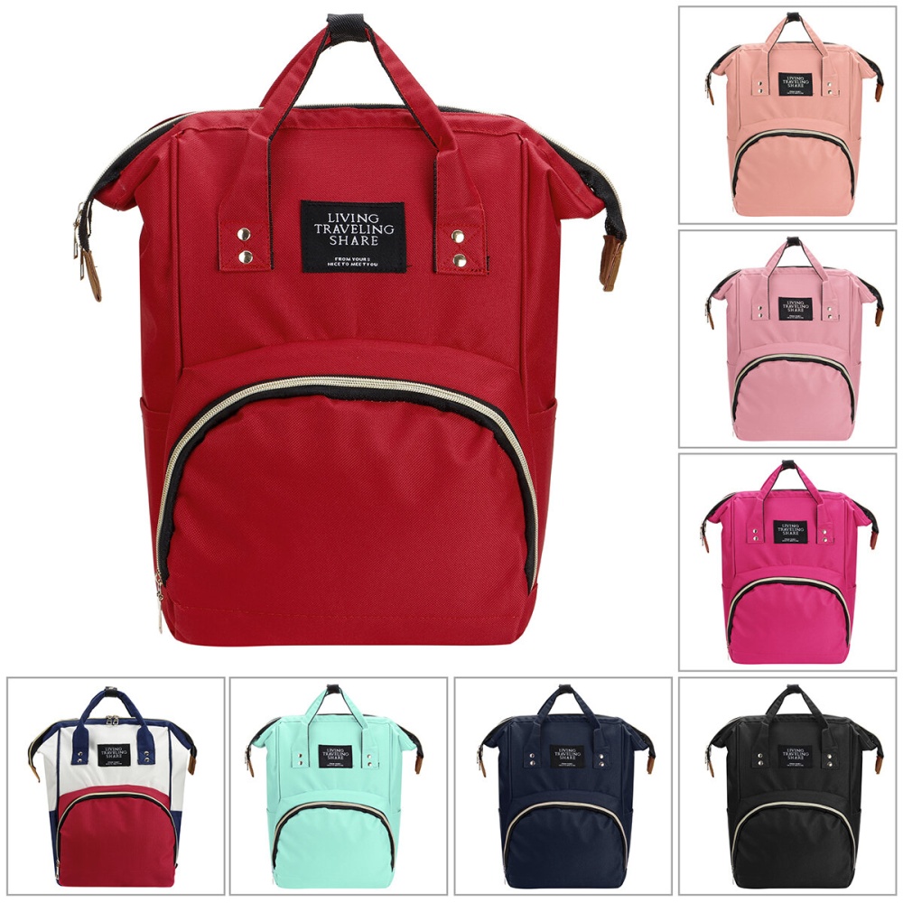 Large Multifunctional Baby Diaper Nappy Backpack Mummy Changing Bag Waterproof Bag - Red
