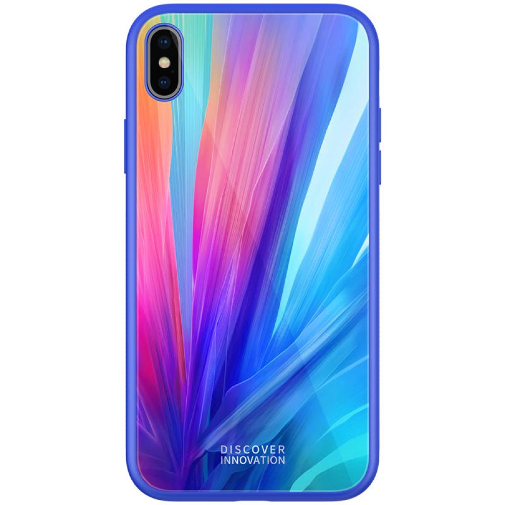 NILLKIN Colorful Shockproof Tempered Glass + Soft TPU Back Cover Protective Case for iPhone X - Blue - Image 2