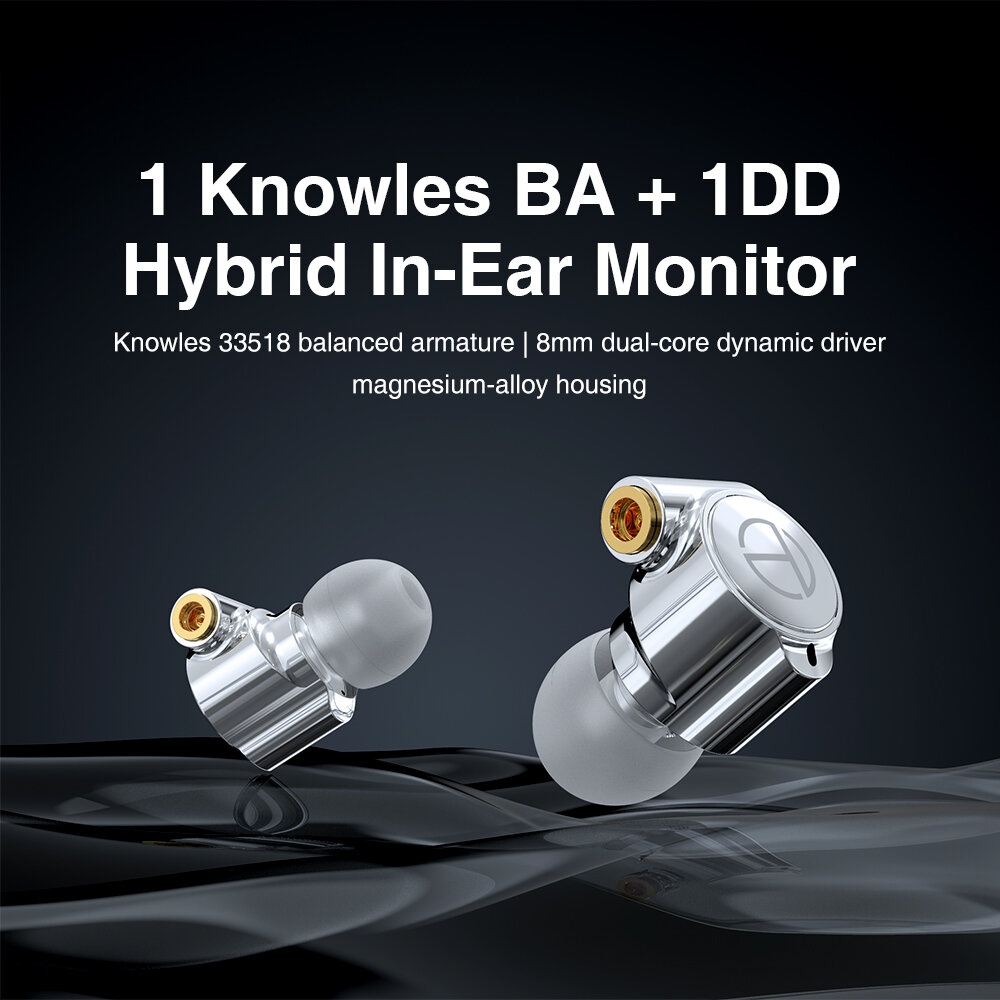 TRN TA1 Knowles BA DD Drive In Ear Earphone HIFI Earphone Metal Earphone Earbud With MMCX Silver-plated Cable M10 V90 VX BA5 ST1 - Silver - Image 2