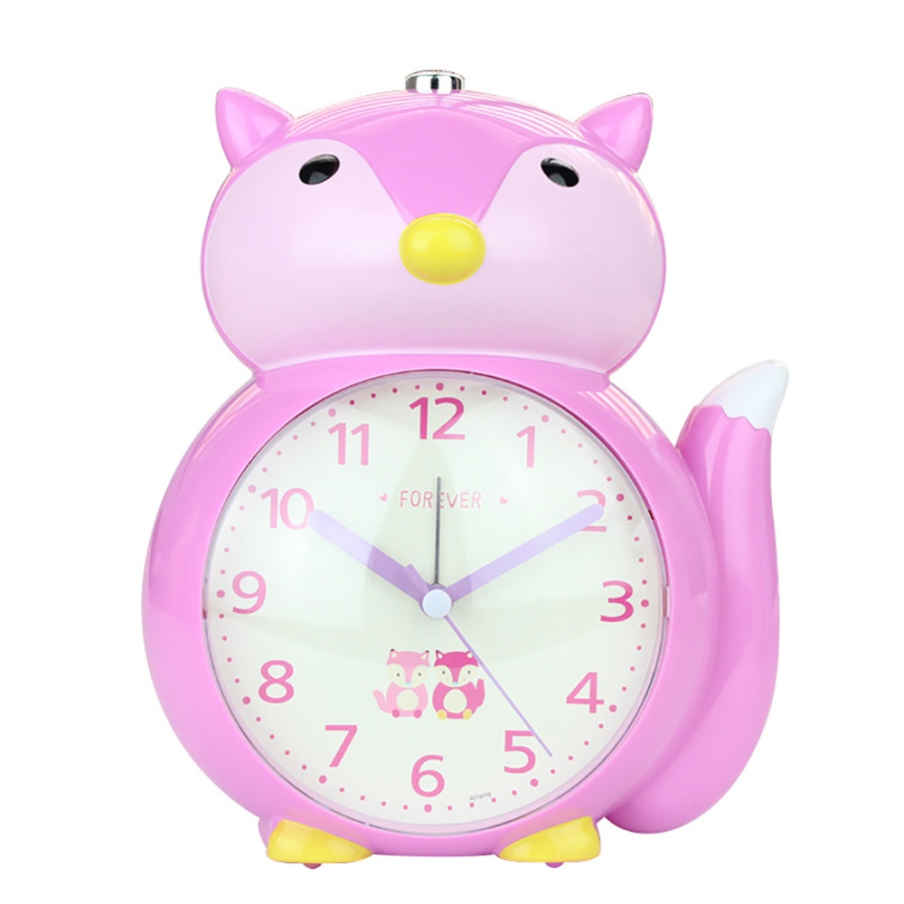 Cartoon Animal Shape Alarm Clock Kids Snooze Function Silent Battery Operated for Bedroom Bedside purple