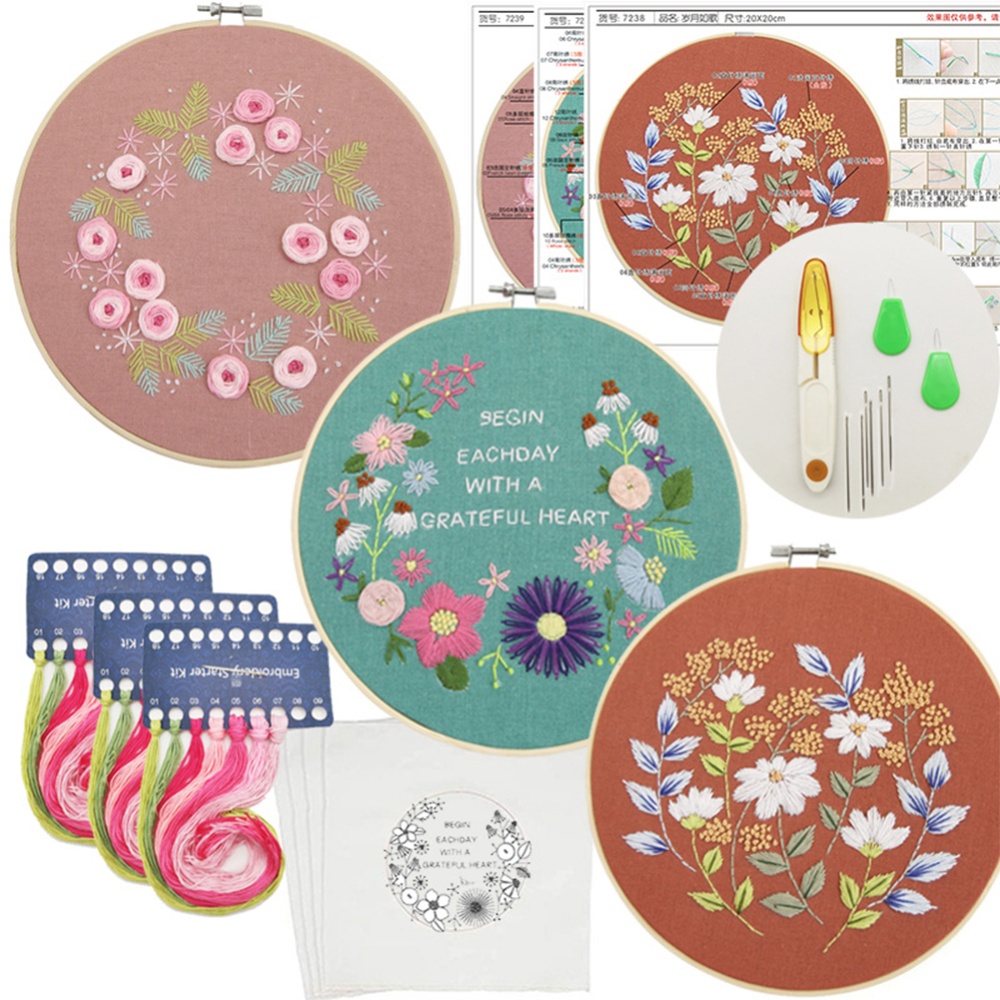 3pcs Hand Embroidery Tool Set Three-dimensional Diy Kit As shown