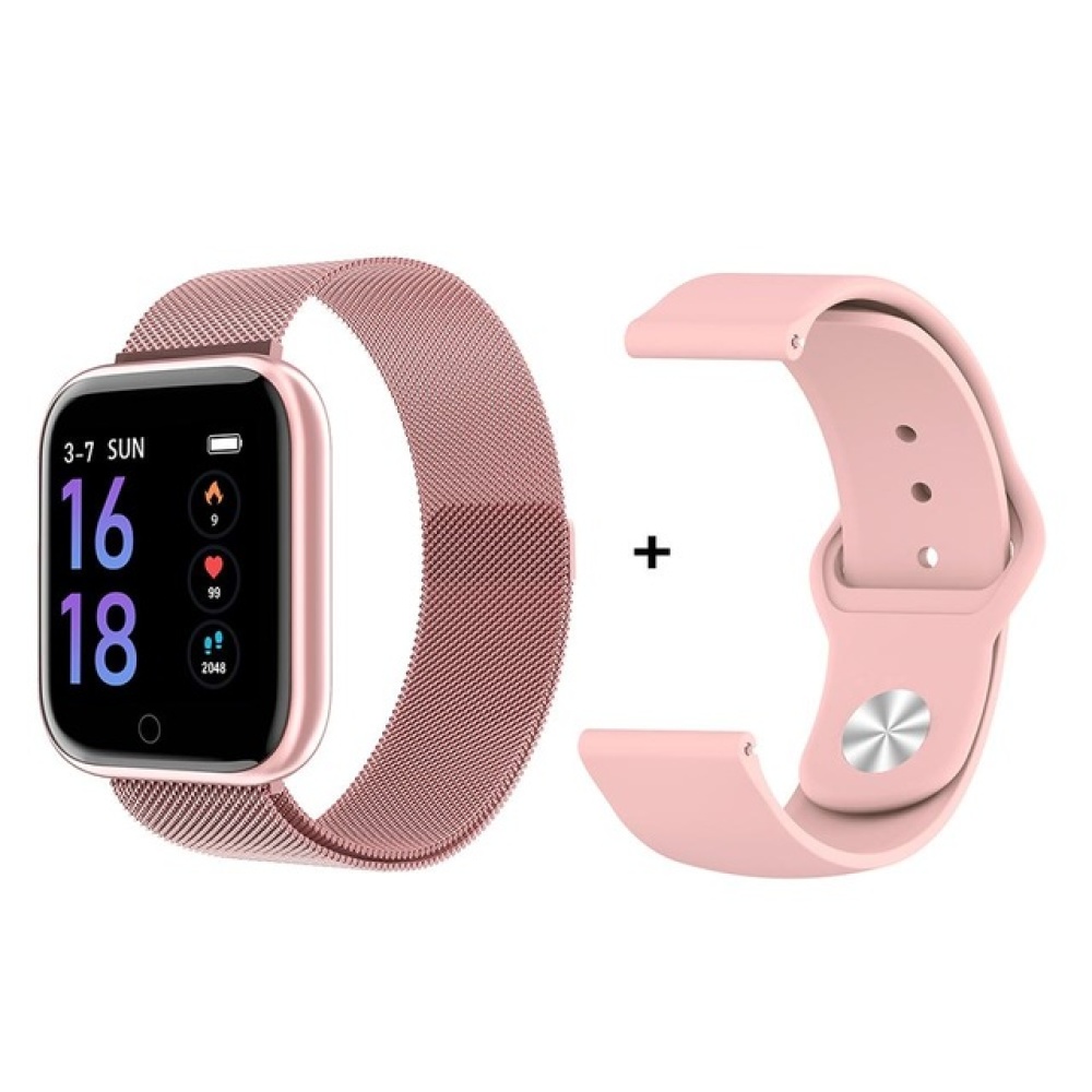 P70 Smart Watch Mesure de la pression artérielle Heart Rate Monitor Bracelet Fitness Femmes Hommes Smartwatch Assistance IOS Android Rose