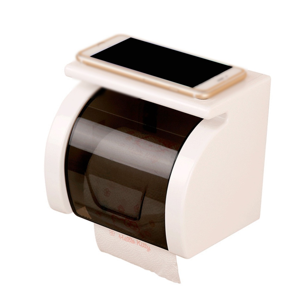 Waterproof Toilet Paper Holder Household Bathroom Storage Rack With Suction Cup White