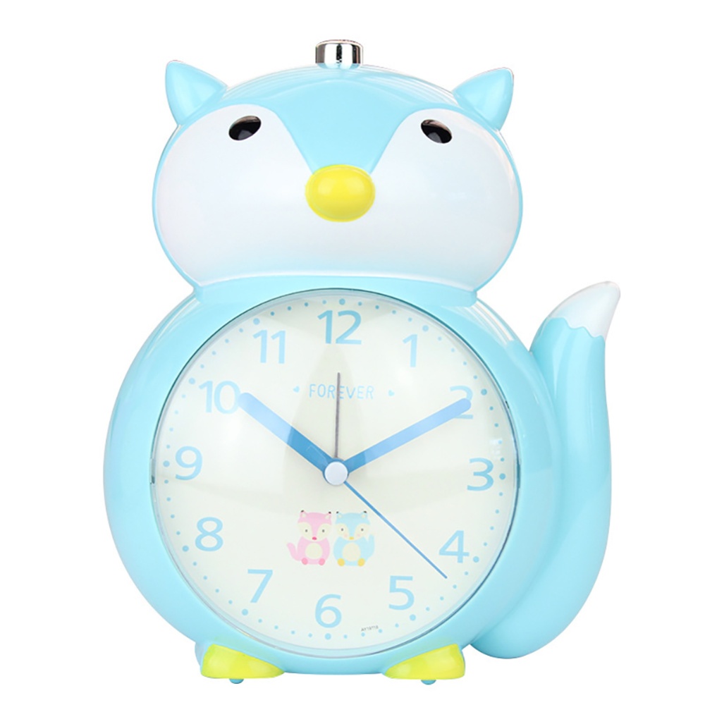Cartoon Animal Shape Alarm Clock Kids Snooze Function Silent Battery Operated for Bedroom Bedside blue