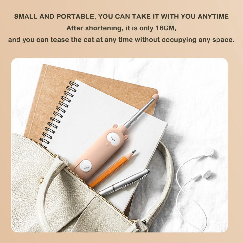 Cat Retractable Laser-pen Usb Rechargeable Double Head Funny Stick Toys with High Elastic Sling Orange - Image 3