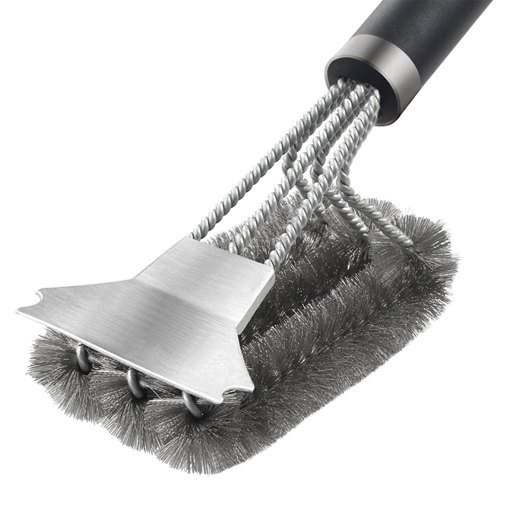 3 In 1 Grill Brush Barbecue Cleaning Brushes Cooking Accessories black