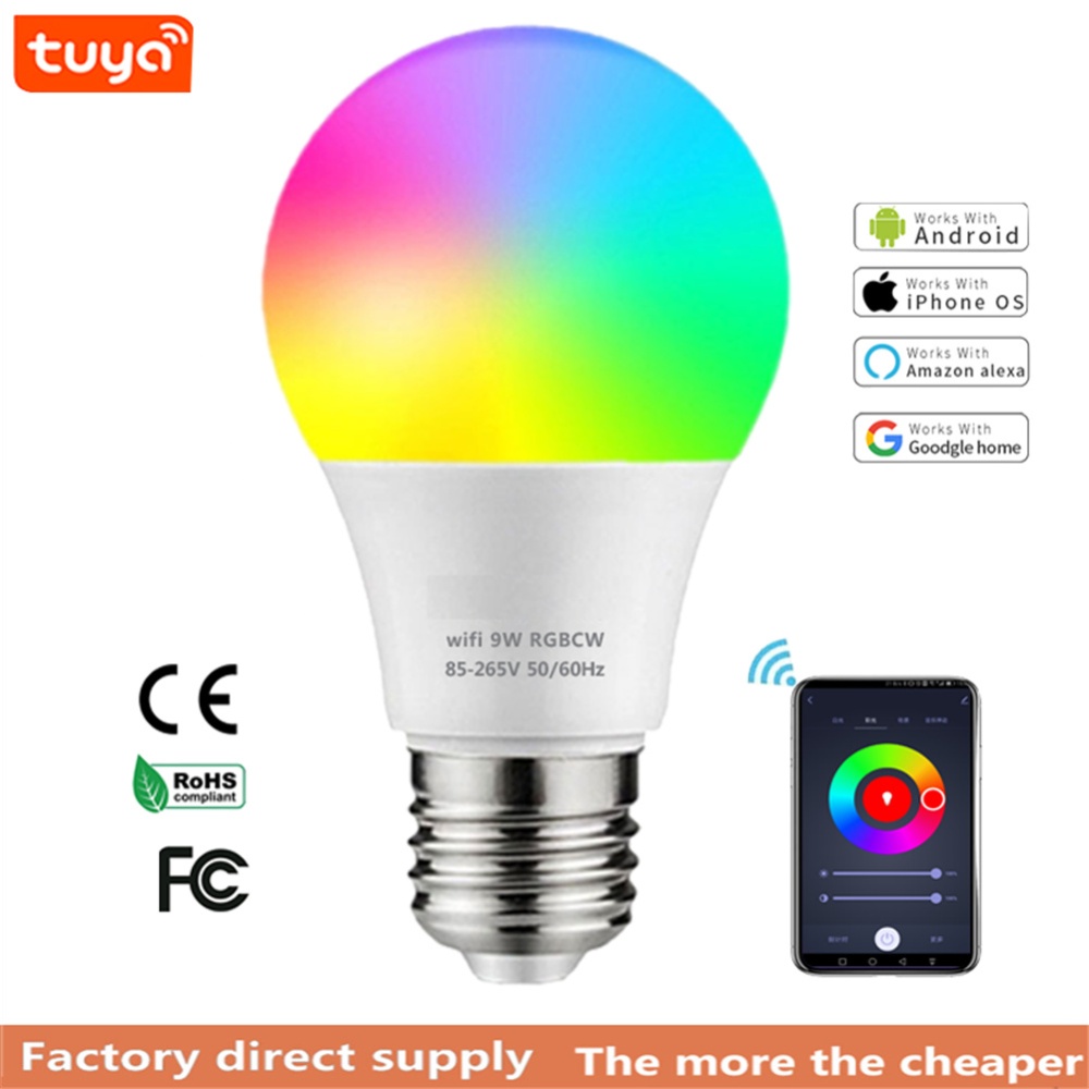 Wifi Rgb Colorful Intelligent Bulb 9w App Voice Control Timing Color-changing Super Bright Light Compatible With Alexa Google Assistant weif