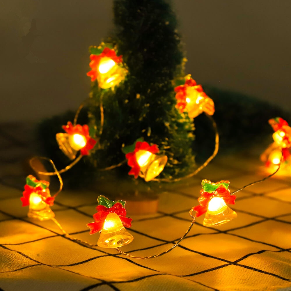 LED 8 Modes String Lights Remote Control Waterproof Christmas Tree Bell Lamp for Xmas Party Curtain Decor Warm White - Image 2