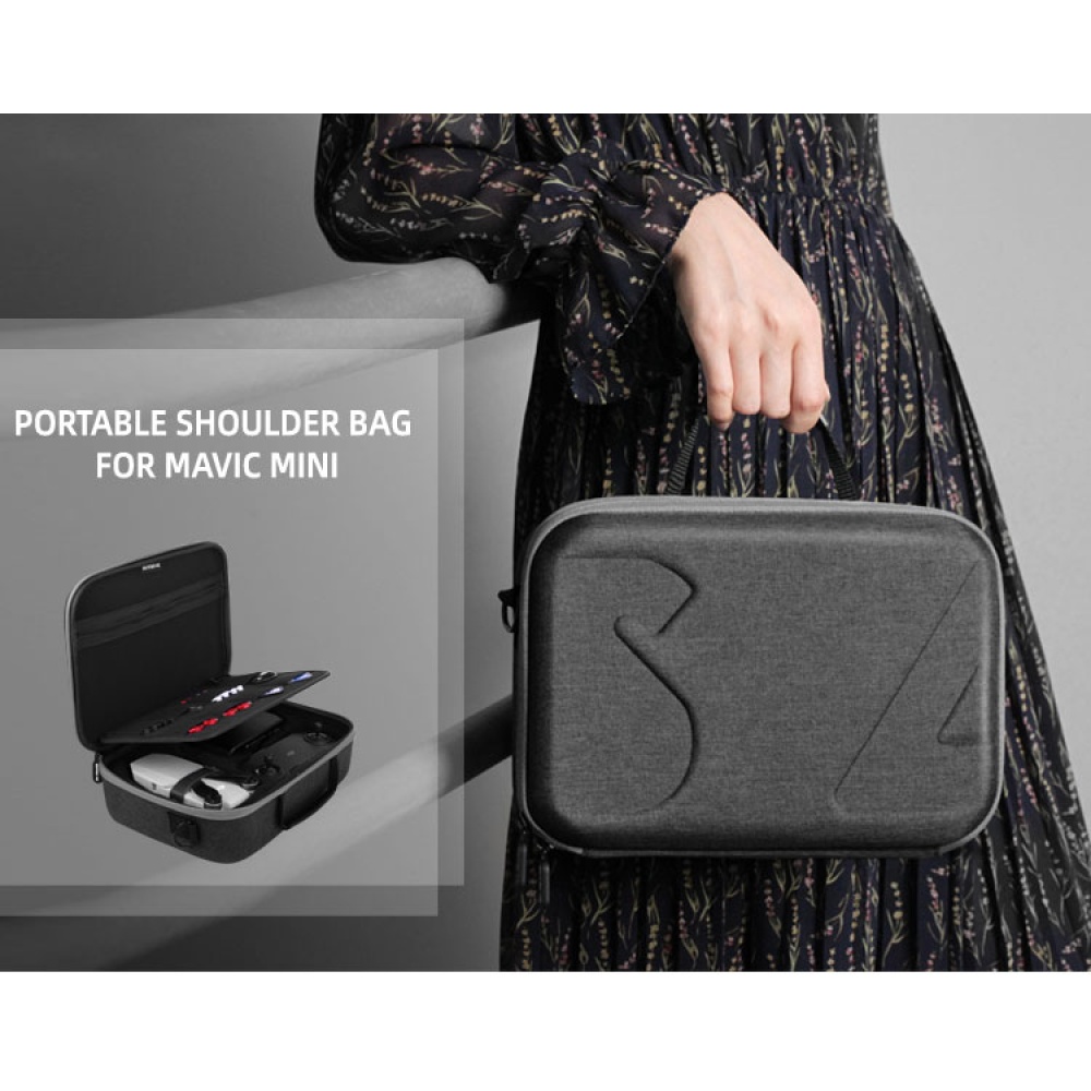 RC Airplane Storage Box Outdoor Portable Waterproof Shoulder Bag for DJI Royal Mavic Mini Drone Full Body Protective Shell black